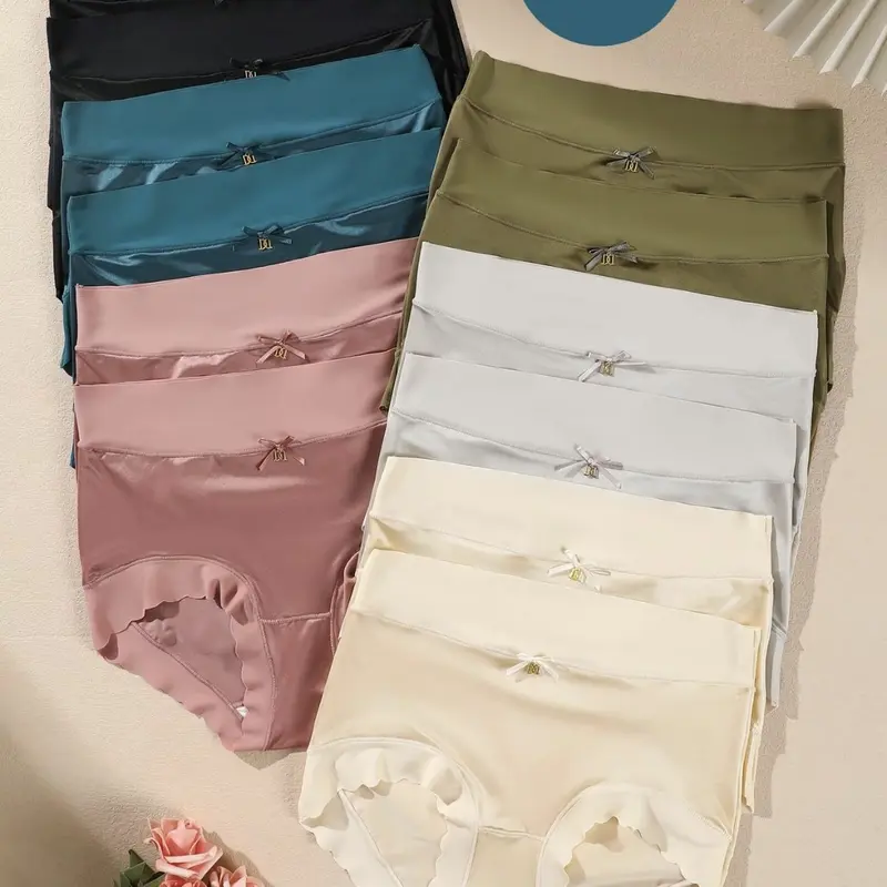 Mid Waist BreathableComfortable Soft Briefs, Elastic Hip LiftingBriefs, Fit Everyday Wear Elegant & Stylish DesignWomen's Briefs,M-XXL innersy woman breathable seamless panty solid color waist brief Plus Size -Waisted Cotton Underwear high