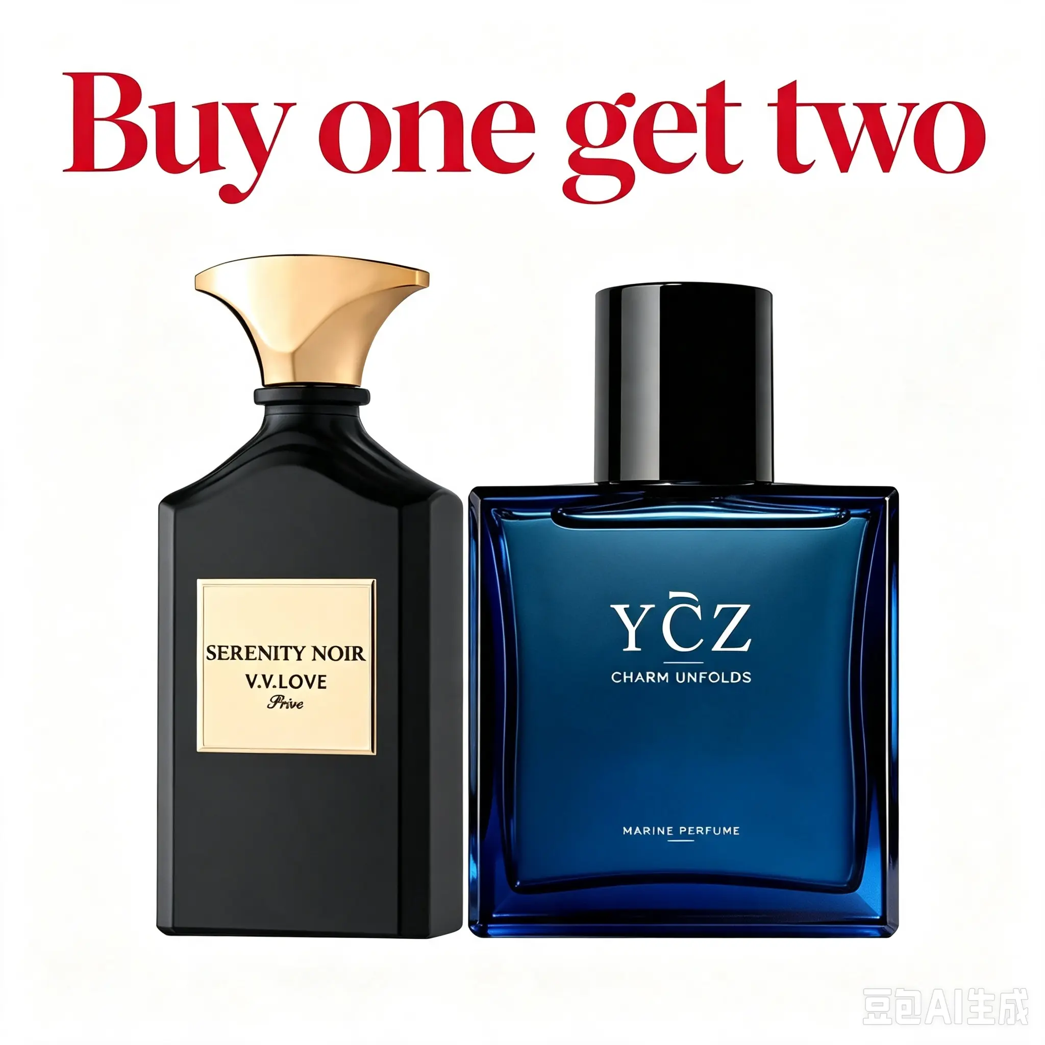 YCZ Midnight Marine Eau de Parfum 1.7oz Men's Fragrance & Serene Black Tones 3.4oz Unisex Fragrance Set Bundle, Male Wear