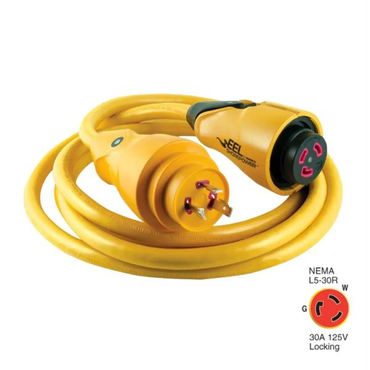Marinco CS30-12 Marinco CS30-12 EEL 30A 125V Shore Power Cordset - 12 in. - Yellow
