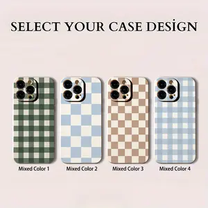 Stylish light-colored plaid pattern, drop-proof and non-slip mobile phone protective case, suitable for iPhone 16 15 14 13 12 11 XS X and other series models, ideal choice for gifts