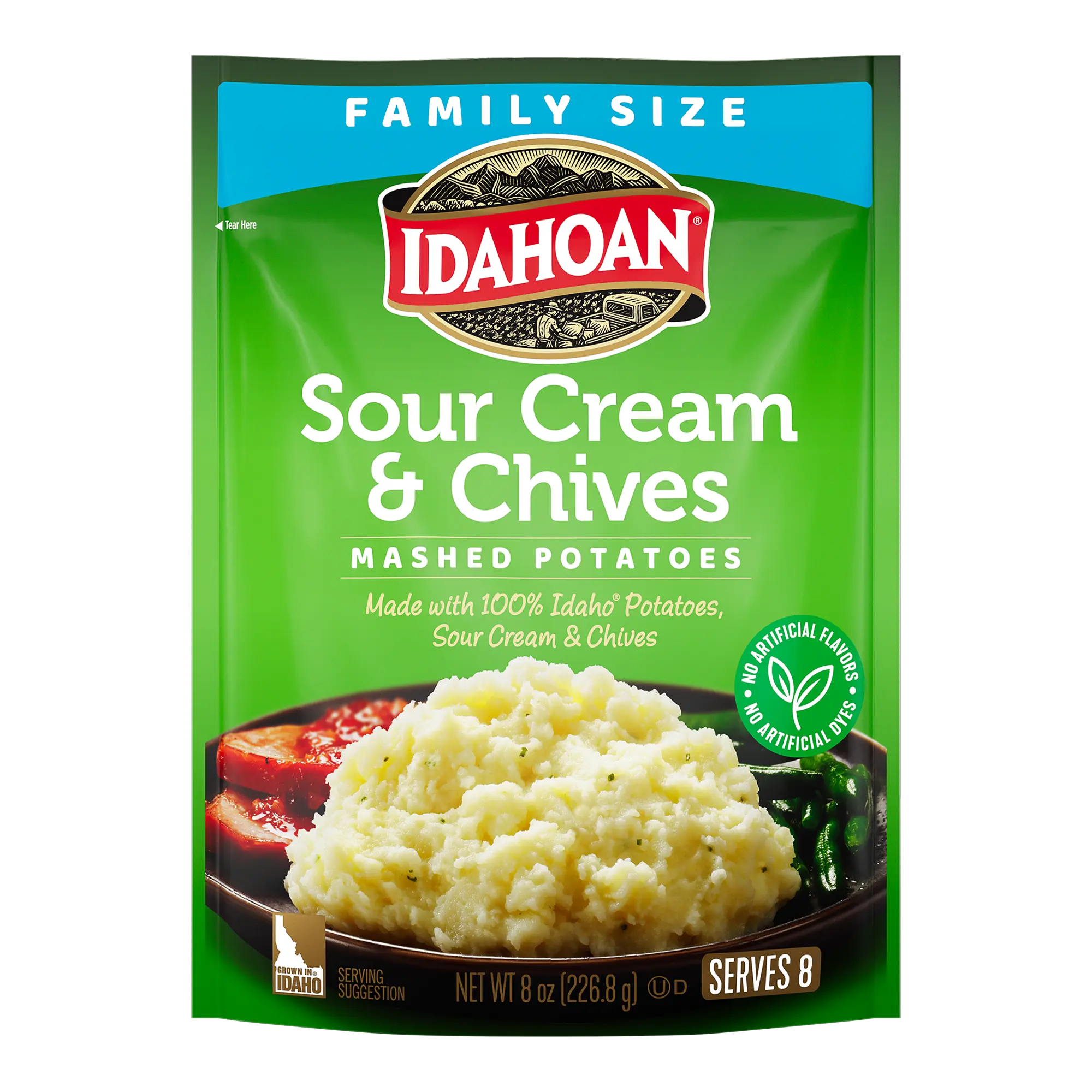 Idahoan Sour Cream & Chives Mashed Potatoes Family Size, 8 oz, Pack of 8