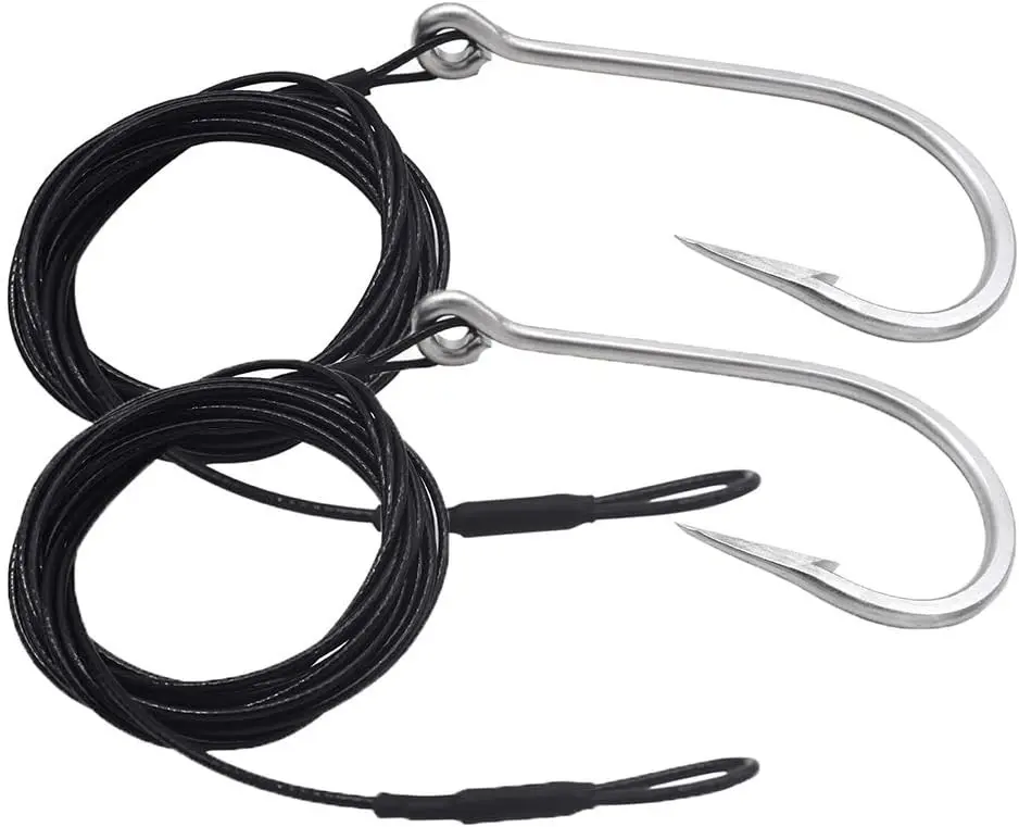 1/0-13/0 Surf Rigs with 9.8ft 49-Strands Steel Leader (380-400Pound) Deep Sea Hooks for Big Fish