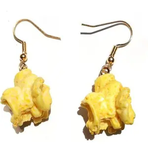 Easter Gift Handmade Cute Resin Popcorn Earrings – Funny Cartoon Snack Food Charm Jewelry for Women