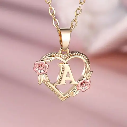 Mother's Day Gift Fashion Letter Detail Pendant Necklace for Women, Necklace for Mama, Alphabet Heart Necklace, Fashion Heart Design Jewelry for Party, Daily Clothing Decor, All-match Jewelry for Birthday Gift, Fashionable Jewelry Accessories