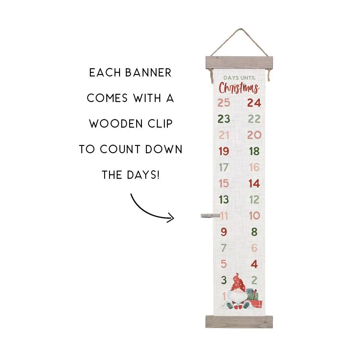 Sincere Surroundings 66" Days Until Gnome Long Hanging Canvas