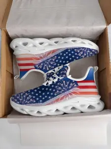Adult Vibrant Tie-Dye Print Tough Elastic Woven American Festival Style Casual Athletic Sneakers, Skin-Friendly Mesh High Elastic Shock-Reducing Sole, Anti-Slip Stable, Daily Casual Wear Outdoor Light Travel, Fashionable Casual Sneakers