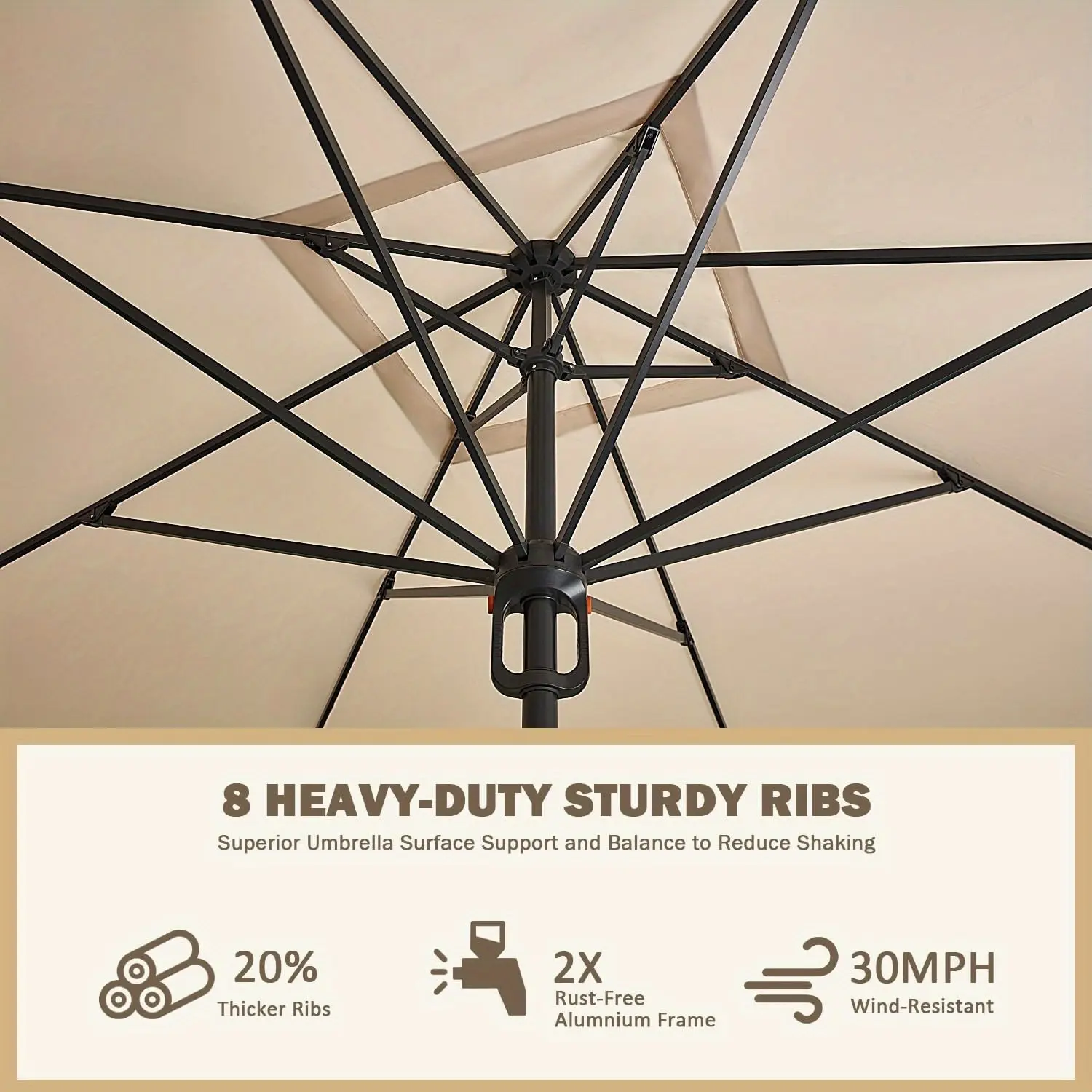 13' X 13' Rectangular Patio Umbrella, Outdoor Aluminum Umbrella with 8  Reinforced Ribs, Market Umbrella for Garden, Pool, Lawn, Deck, Backyard -  TikTok Shop