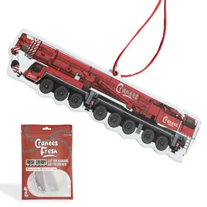 Cranees Fresh Juicy Cherry Punch Scented Hanging Air Freshener 4-Pack for Crane Cabs Lockers & Gear Bags Lasts Up to 7 Days Heat Vibration Tested Cotton Pulp Base