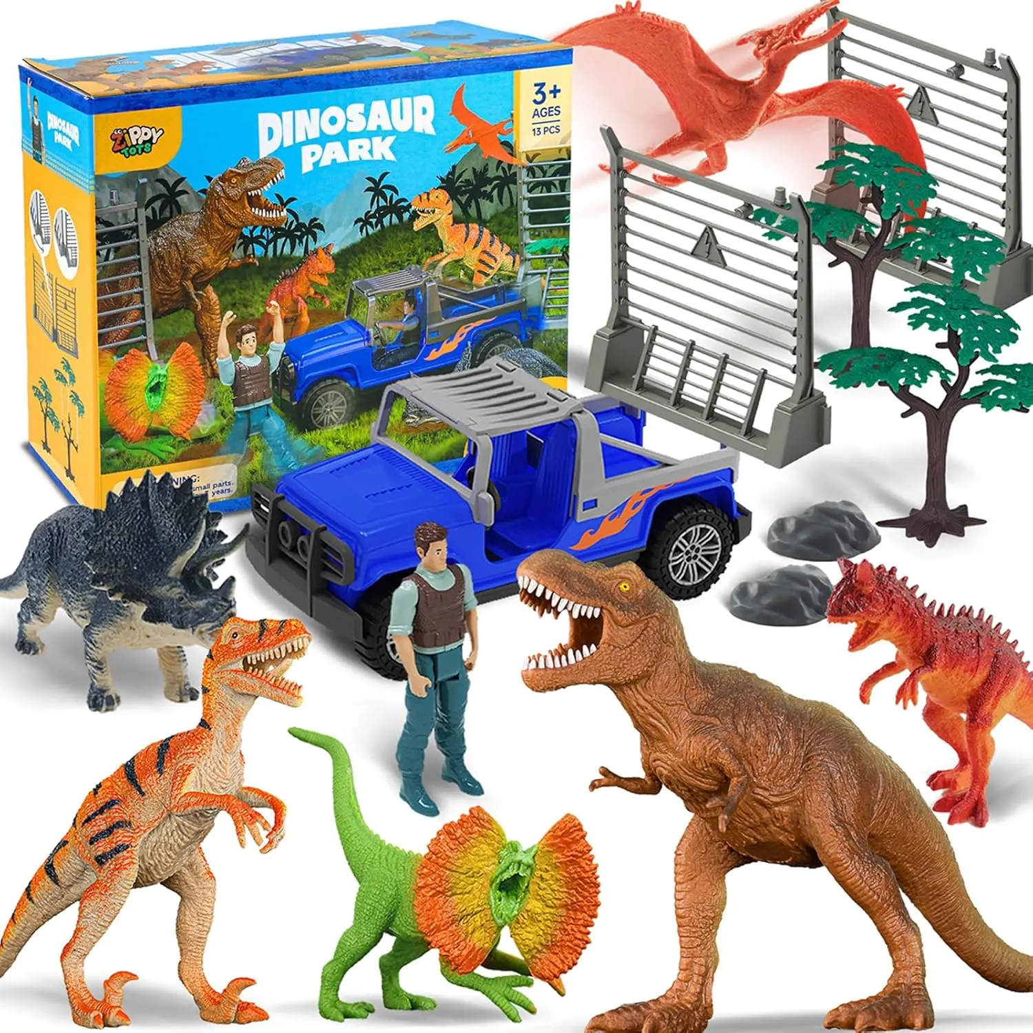 DinoPlay Set with Car & Scene