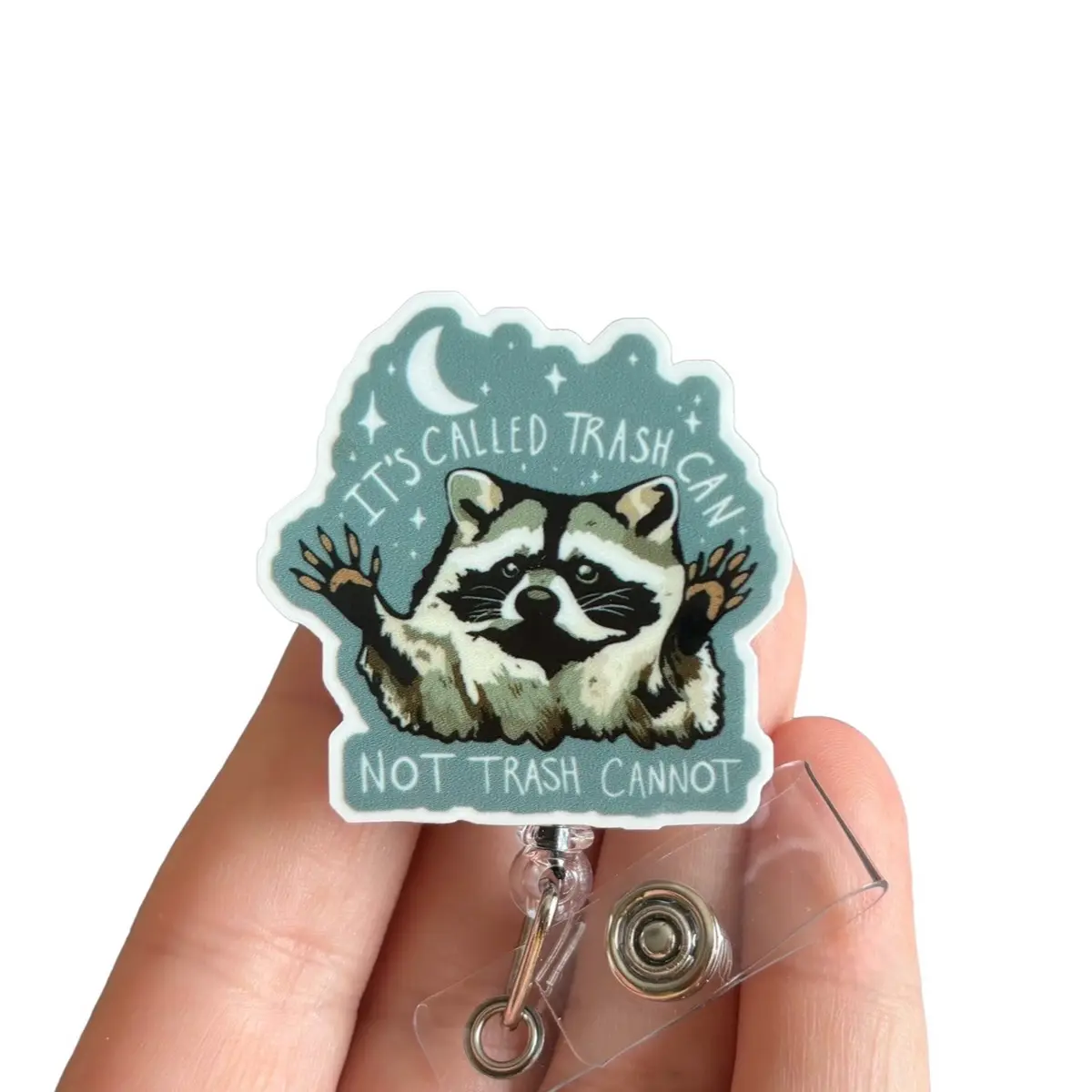 Glitter My Badge raccoon funny badge reel for nurse and hospital workers. Badge clip Badge pull - Retractable swivel clip with a 360 rotation. Great gift for coworker. Healthcare