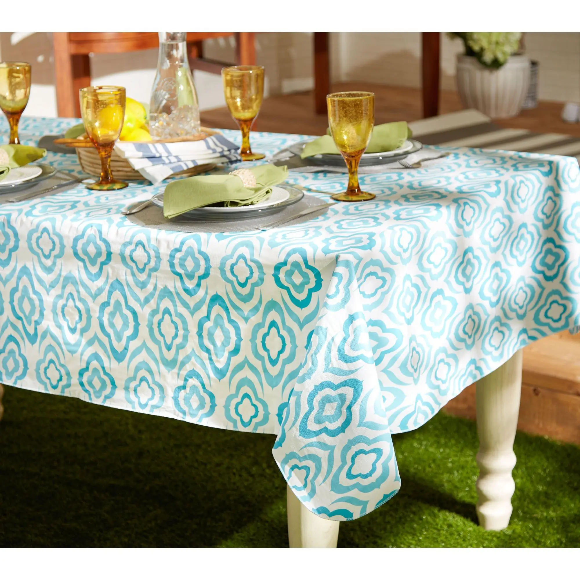 Design Imports 60x84 Ikat Vinyl Tablecloth Design Imports 60x84 Ikat Vinyl Tablecloth