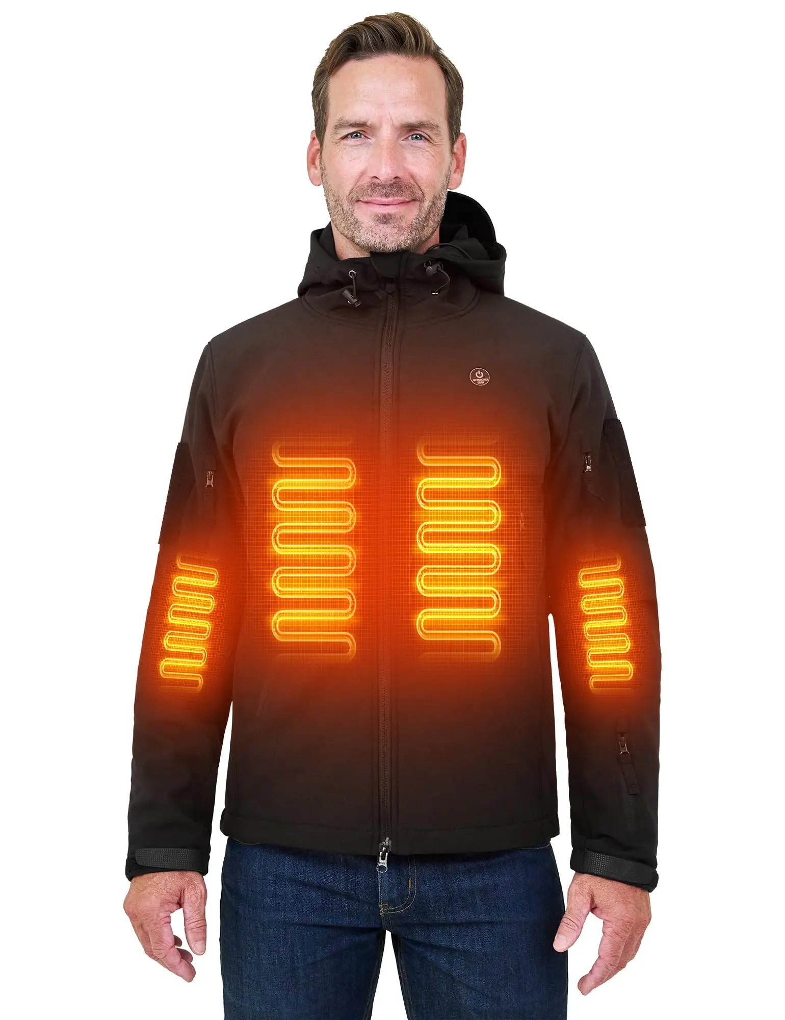 ANTARCTICA GEAR Heated Jacket for Men Winter Coat with 12V 16000mAh Battery Pack, Soft Shell Heating Hood Jacket