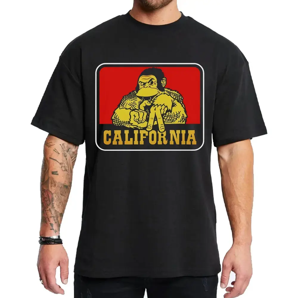 Unisex Classic Loose Fit Medium-Heavy Graphic Print California Monkey LA Chicano Chola Style Round Neck Hoodie T-Shirt, All Seasons Sports & Outdoor Top