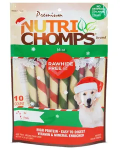 NutriChomps Holiday Mint Twists for Dogs, 5-Inch Chews, 10 Count (Red/Green)