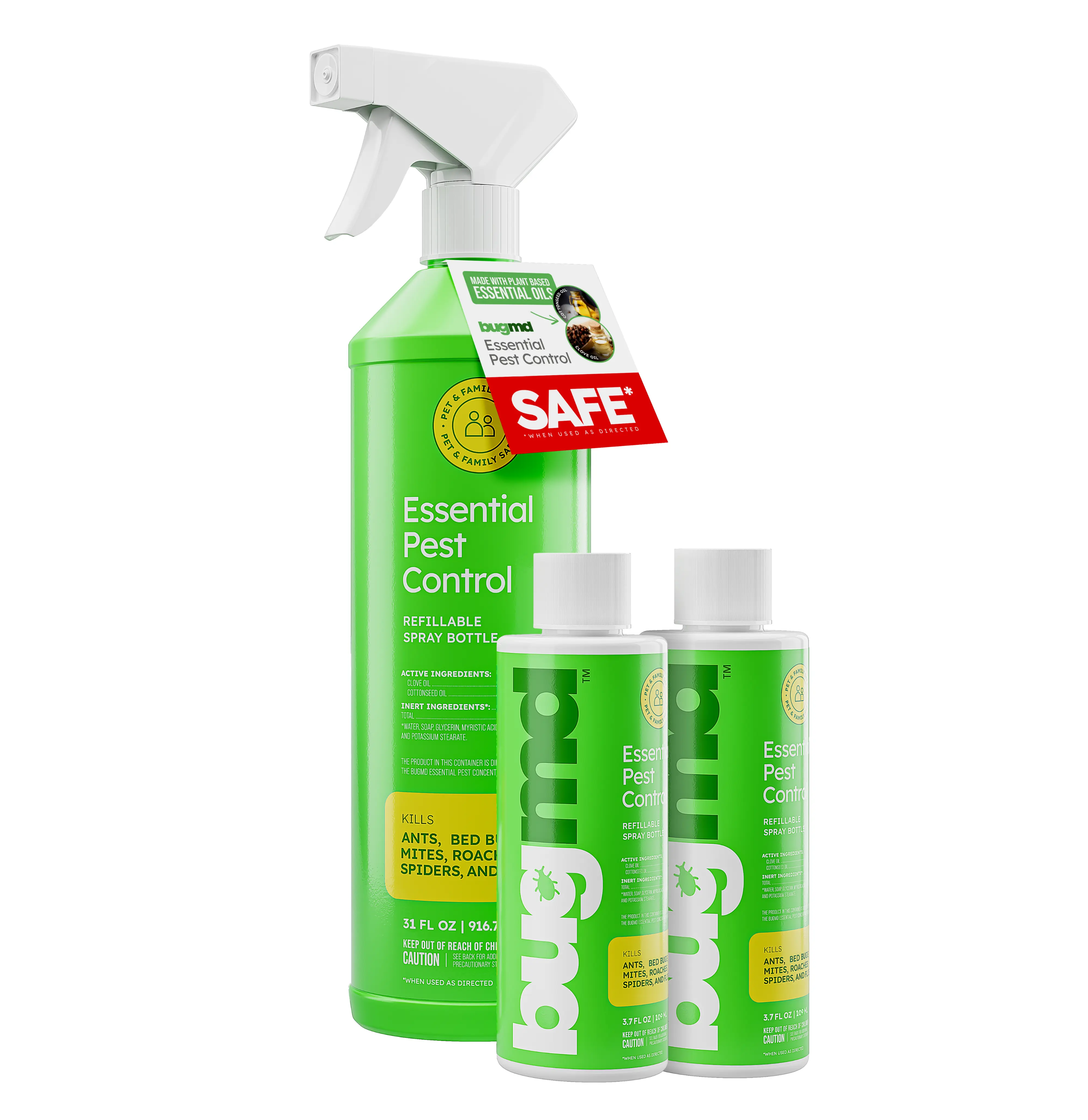 BugMD Essential Pest Control Concentrate – Natural Ant, Roach, Spider Killer for Indoor & Outdoor Use with Essential Oils