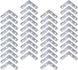 Wealrit Pack of 40 Silver L Shape Bracket Joint Support Flat Plate Bracket Right Angle Corner Brace Mending Plate 1.5" X 1.5"