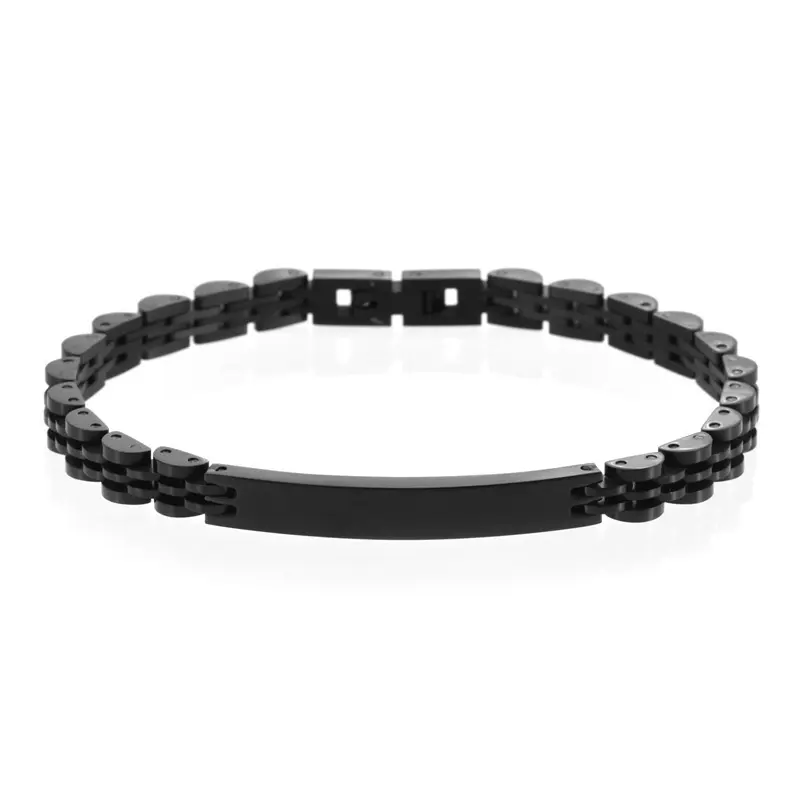 Five bead black  6mm wide [21CM]
