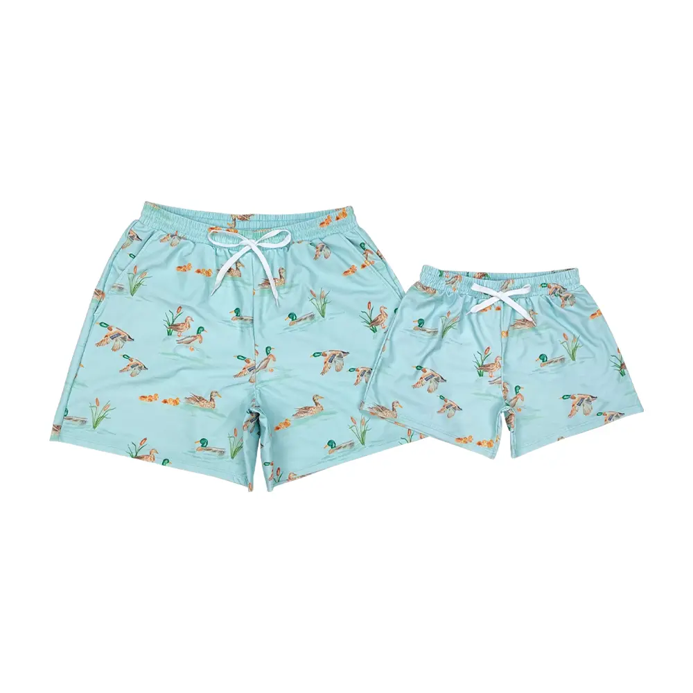 S0428-Stay Cool & Stylish Men & Boys Light Green Duck Swimming Trunks – Quick-Dry & Breathable Swimwear Shorts Swimwear Bathing Suits, Kids Swimwear, Swimwear For Boys