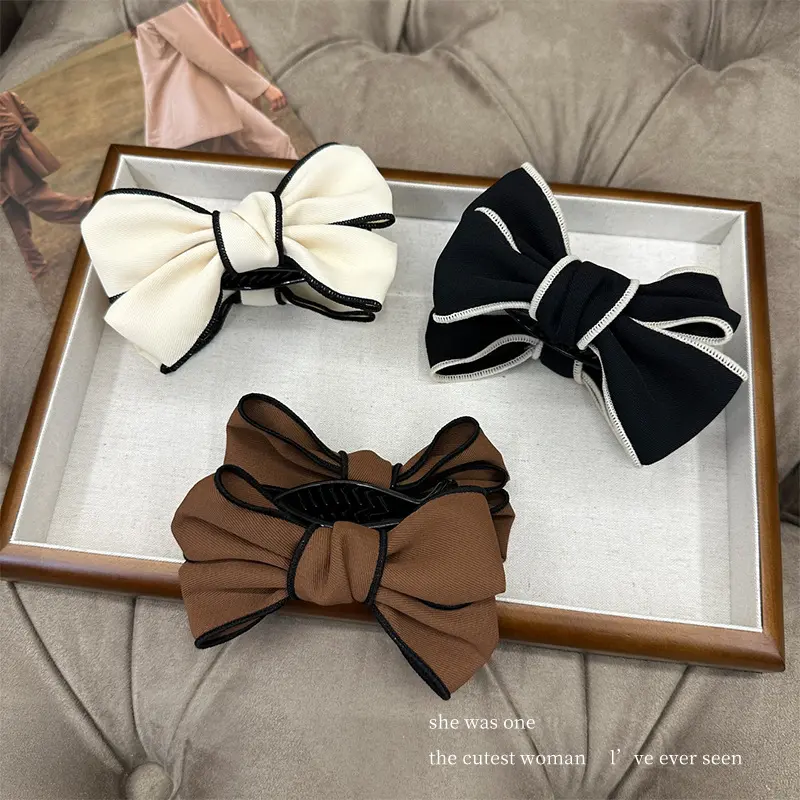 Polyester Butterfly Bowknot Hair Claws For Ponytail, College Style Hair Accessories