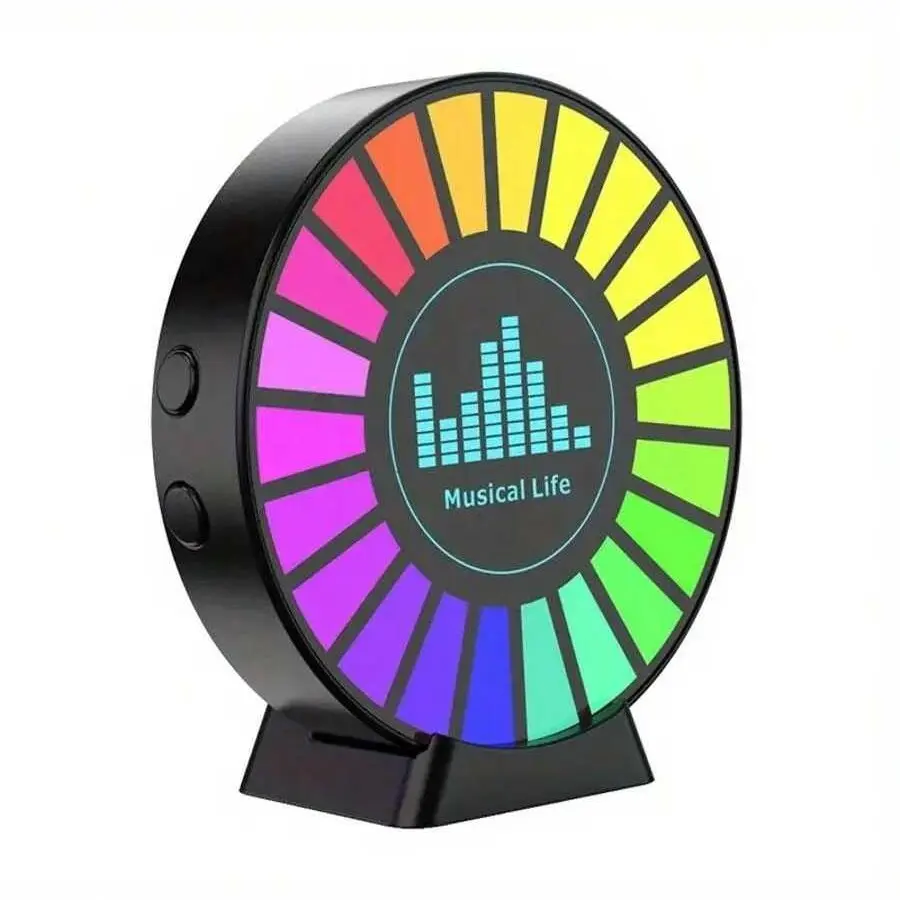 1pc RGB Sound Control Sync Rhythm Light, Colorful Music Atmosphere Lamp, Car Desktop Inductive Creative LED Pickup Light, LED Circle Lights
