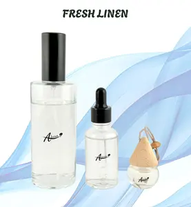 Fresh Linen - The Core Bundle Aromatherapy with Home Spray, Water Soluble Essence, & Car Air Freshener for Calm & Clarity