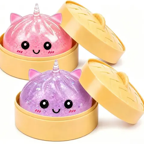 KIDGENIUS Kawaii Soft Unicorn Bun Dumpling Squishies Toy - Durable, Non-Toxic, Odorless Unisex Sensory Fidget, Colorful Squeeze Stress Ball for Comfortable Stress Relief & Decompression (ADHD Gift Idea)