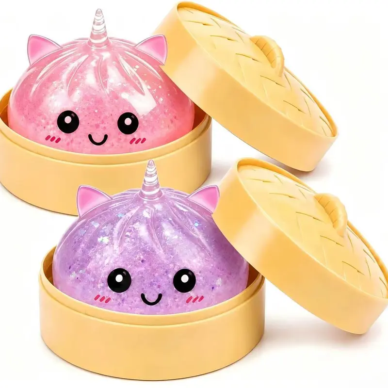 KIDGENIUS Kawaii Soft Unicorn Bun Dumpling Squishies Toy - Durable, Non-Toxic, Odorless Unisex Sensory Fidget, Colorful Squeeze Stress Ball for Comfortable Stress Relief & Decompression (ADHD Gift Idea)