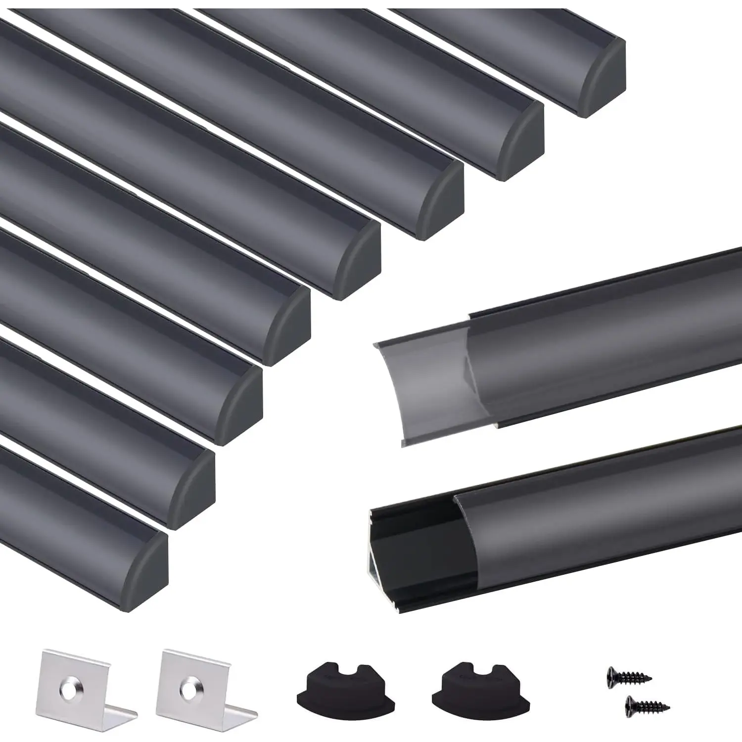 10pack 3.3 ft LED Channel, V Shape Led Diffuser Channel, LED Aluminum Channel System with Black Cover, End Caps and Mounting Clips, Aluminum Profile for LED Strip Light Very Easy Installation