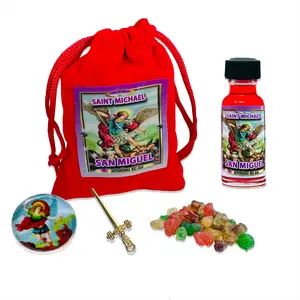 Sacred Kit of Archangel Saint Michael: Includes Saint Michael Essential Oil and Complete Protective Amulet /Kit Sagrado del Arcángel San Miguel : Incluye Aceite Esencial de San Miguel y Resguardo Protector Completo Ornaments Decor