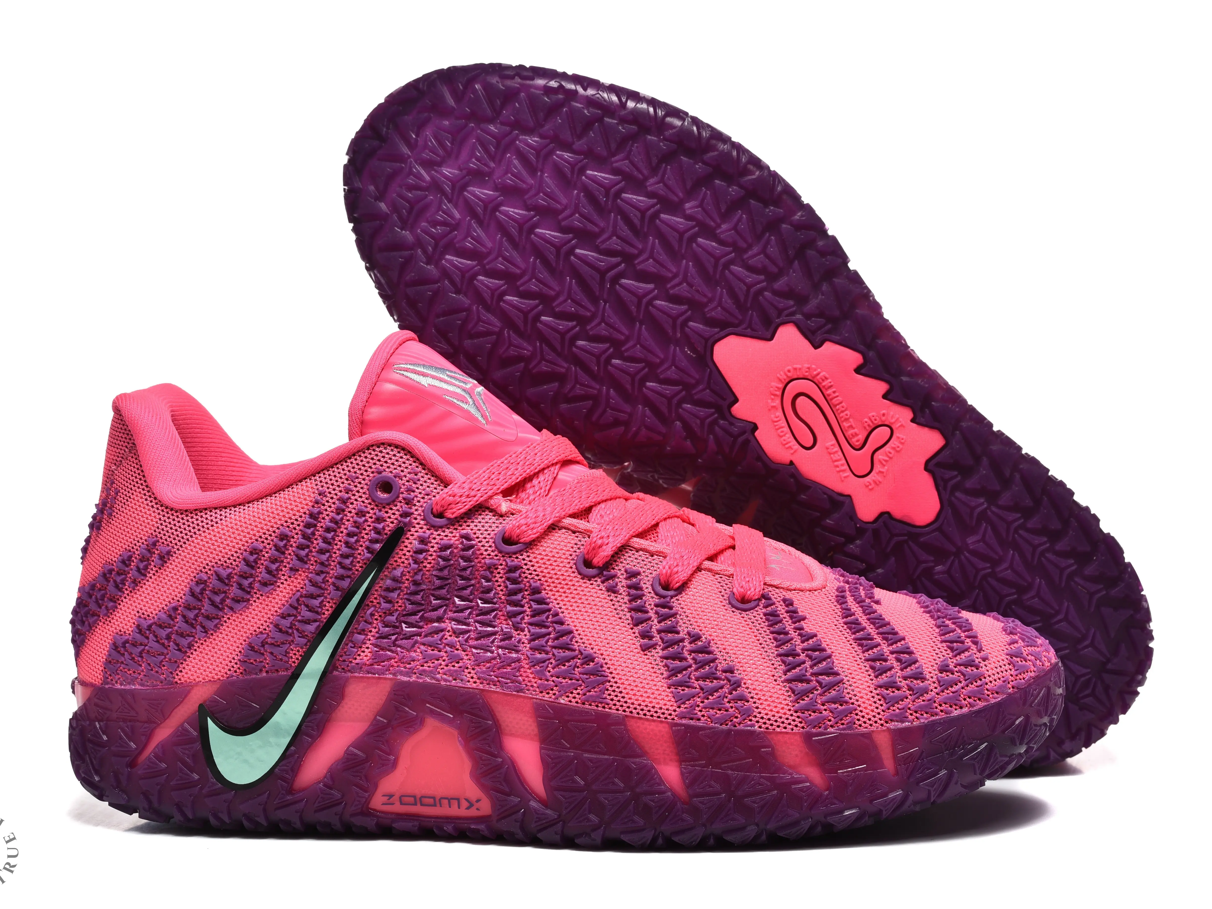 Pink Purple Striped Knitted Low Top Basketball Sneakers | Premium Jacquard Mesh Upper & Shock-absorbing Inner Sole | Fit Basketball Training Daily Outdoor Trips | Unisex for Both Men and Women