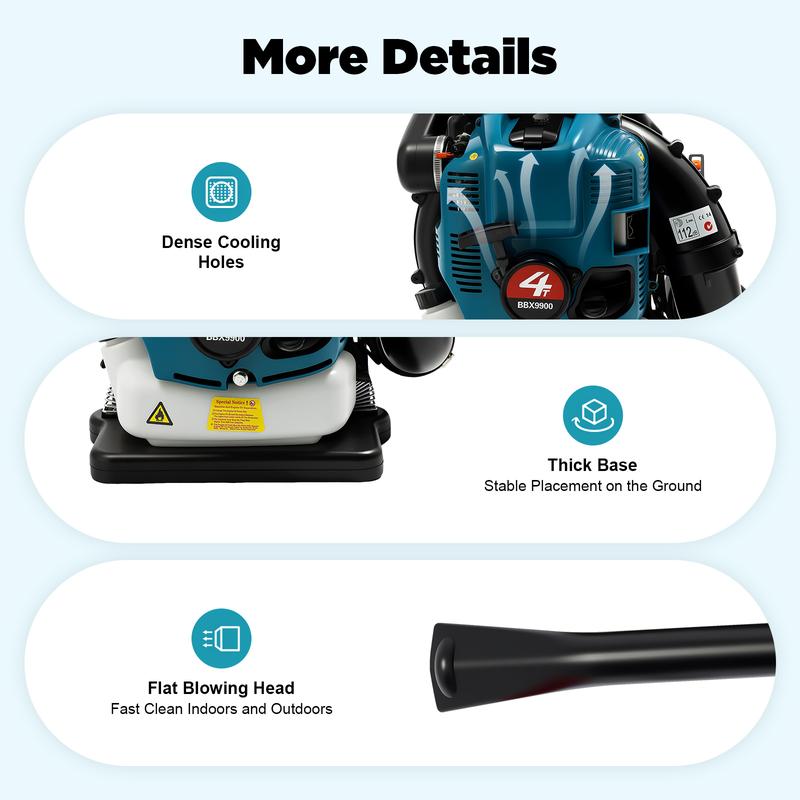 Powerful 4 Stroke Backpack Leaf Blower Heavy Duty Gas Powered for Yard Snow Removal Construction Site Cleanup Professional Landscaping Commercial Grade Powerful 4 Stroke Backpack Leaf Blower Heavy Duty Gas Powered for Yard Snow Removal Construction Site Cleanup Professional Landscaping Commercial Grade