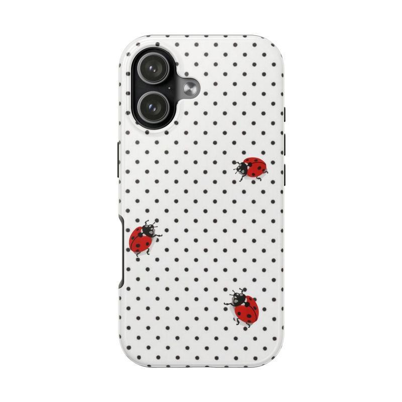 8 Vers Ladybug Polka Dots Tough Phone Case, Cutest Design Case Cover with iPhone 17 16 15 14 13 12 11promax & More