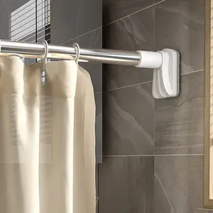 1PCS  Telescopic Shower Curtain Rod Punching-free Super-long Balcony Clothes Hanging Rod Wardrobe Strut Bathroom Shelf 52-75cm