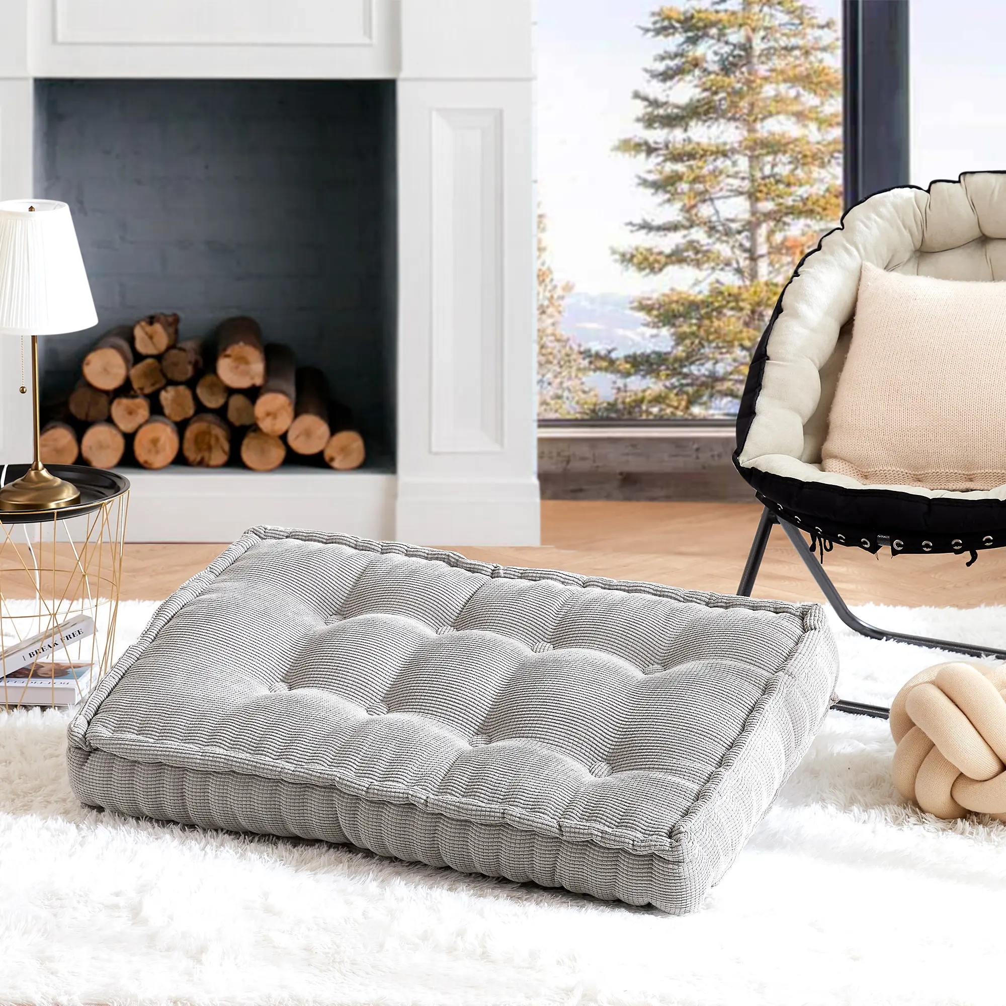 Rainha - Ultra Thick Tufted College Floor Pillow - Gray