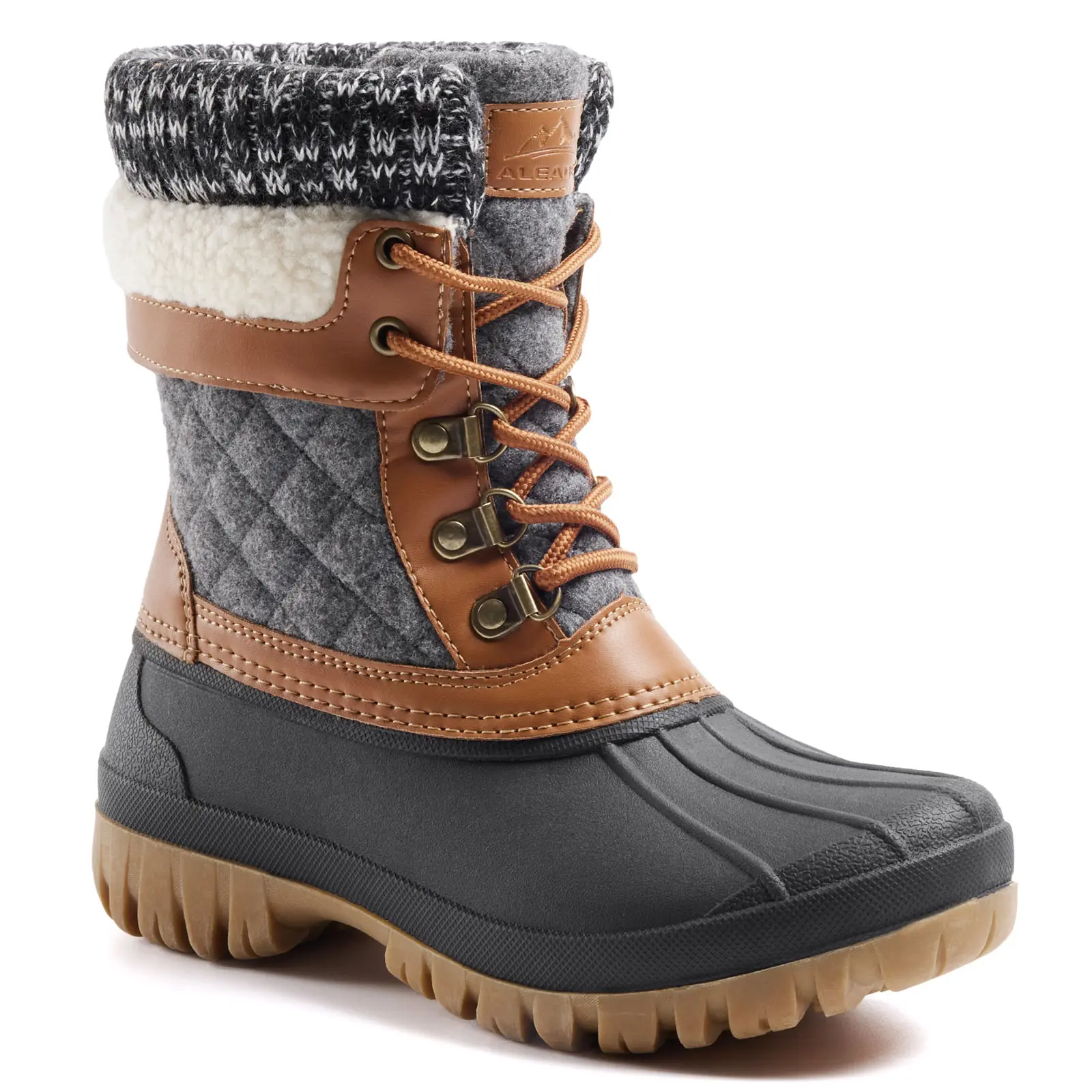 ALEADER Women's Waterproof Insulated Snow Duck Boots - Casual Multi-Function Hiking Footwear with Buckles, Soft Insole, Anti-Slip EVA Sole, Standard Sizes, Synthetic Material