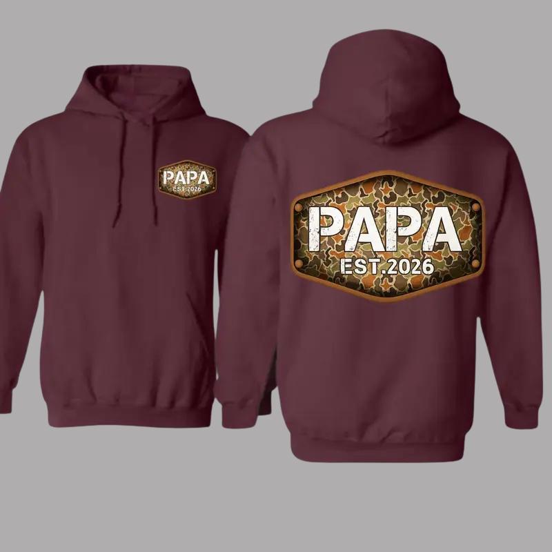Papa Est 2026 Hoodie, New Dad Gift, Father’s Day Hoodie, Pregnancy Announcement Gift
