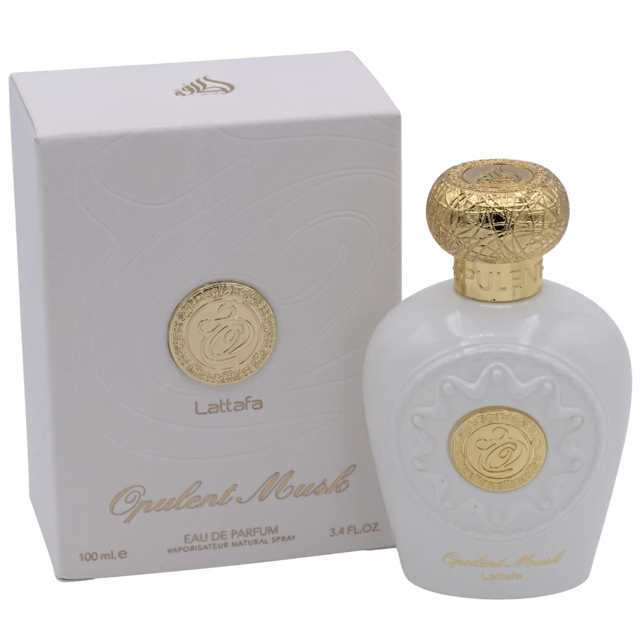 Lattafa Opulent Musk Women's EDP Spray Perfume - 3.4 fl oz, Amber Floral Musk Blend, Luxury Elegant Jasmine-Themed Aromatic Amberwood Bottle Fragrance, New in Box, Aromatic Amberwood Fragrance, Jasmine-Themed Women's Fragrance