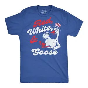 Mens Funny T Shirts Red White and Goose Sarcastic Fourth Of July Graphic Novelty Drinking Tee for Men Mens Funny T Shirts Cool Vintage Fashion T-Shirt Gift Classic Menswear Patriotic Apparel for Men Funny Royal -