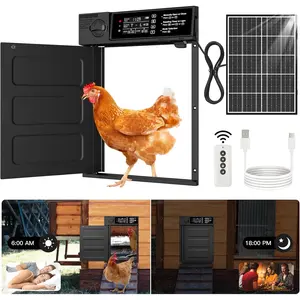 Automatic Chicken Coop Door, Large Size Solar  Coop Door with Opening in , Anti-Pinch, Timer & Light Sensor,   Auto Chicken Door, with 7W Solar Panel