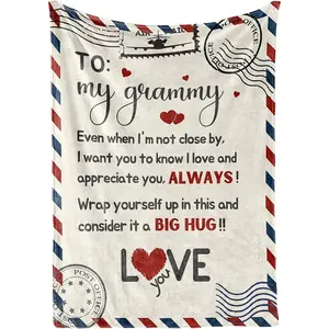 Grammy Gifts from Grandkids, Grandma Gifts for Grammy, Grammy Flannel Throw Blankets on Christmas, Mother's Day, Birthday, Letter to My Grammy