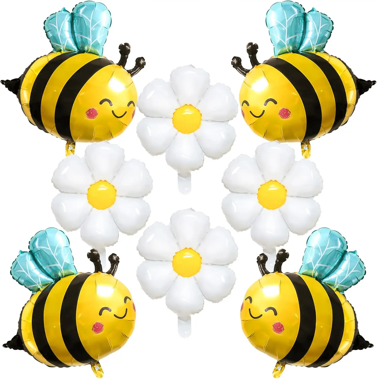 8 count Bee Balloons and Daisy Flower Balloons Bumble Bee foil Balloon for Daisy Bee Theme Birthday Party Decorations Party Supplies  Shower Decor
