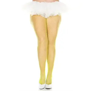 Plus size fishnet seamless pantyhose NeonYellow Plus size fishnet seamless pantyhose NeonYellow