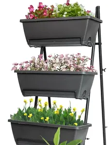 4 Tier Raised Garden Bed Tall 45'' Vertical Elevated Garden Planter Standing Garden Bed Planter Box with Drainage Holes Removable Tray Outdoor
