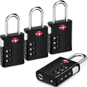 LUGGEX 4 Pcs TSA Locks for Luggage, 3 Digit Combination, Travel Lock for Suitcase, Backpack, Gym & Student Lockers, One-Button Reset & Cut Resistant TSA-Enhance