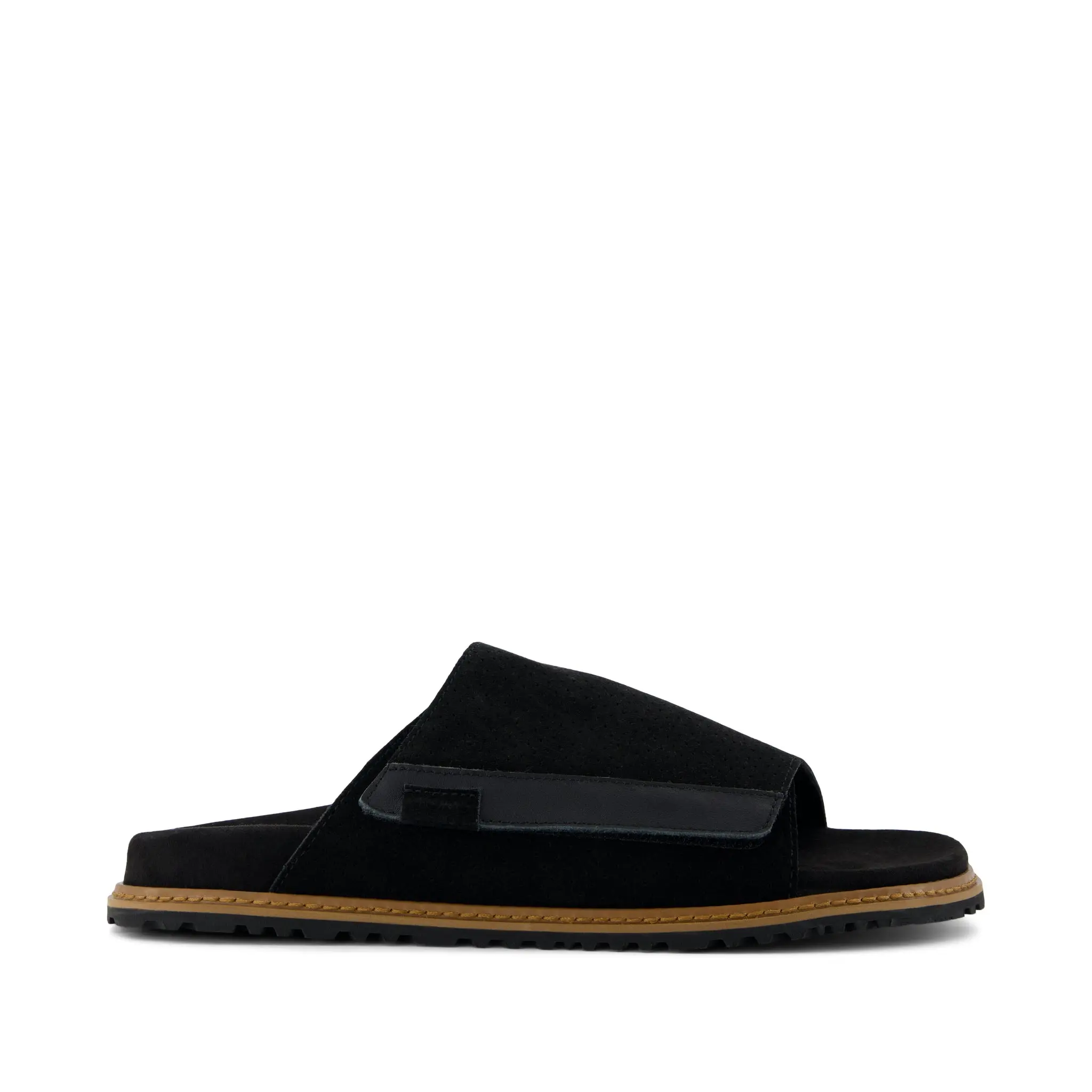 Danilo Slide Sandal Black Perforated Suede