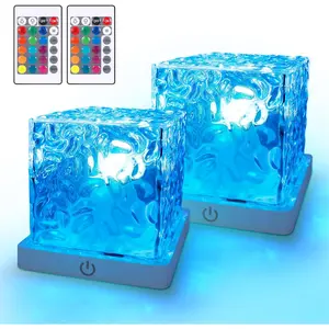 2 Pack Shower Light for Inside Shower, 16 Color Changeable Waterproof Shower Lamp with Remote, Dimmable Ocean Wave Projector Light, LED Ripple Night Light for, Living Room