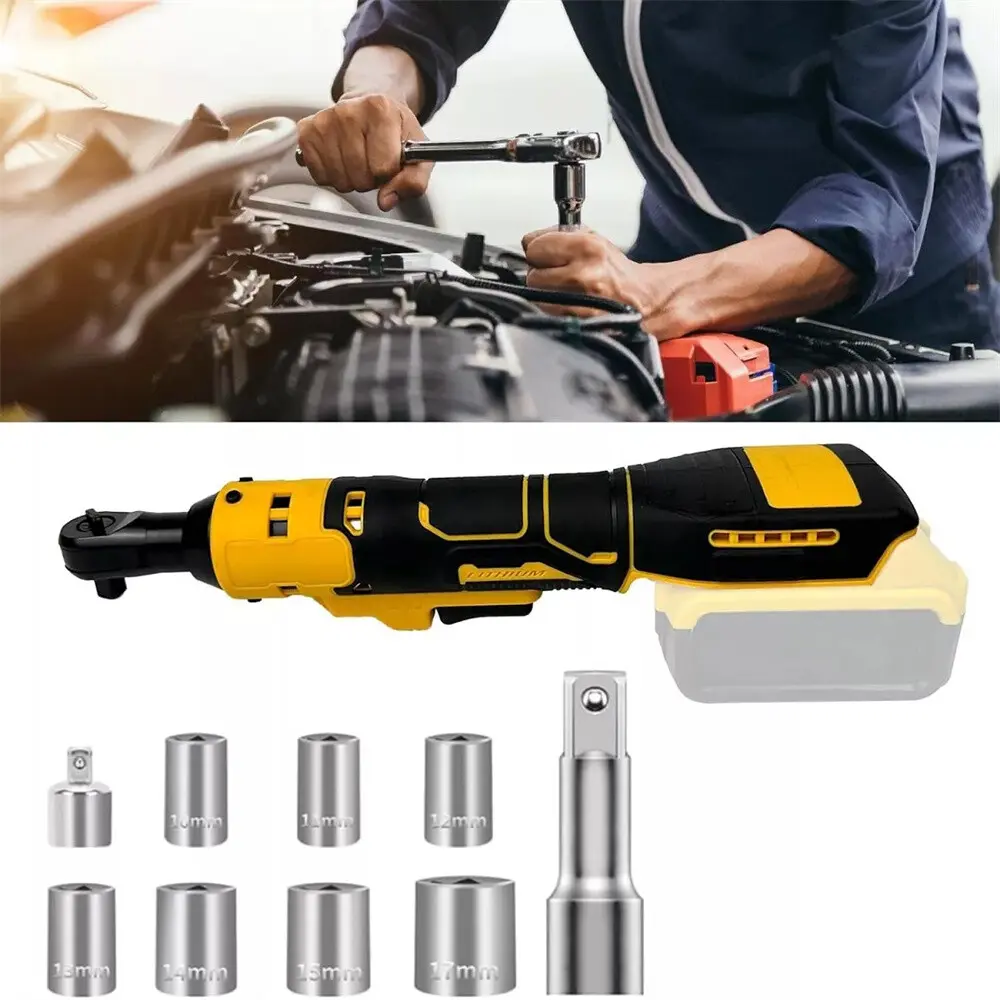 Upgrade to Cordless: Ratchet Wrench for DeWalt 20V Battery (Tool Only) | Variable Speed Trigger for Delicate or Heavy Duty Tasks | 8-Piece Metric Socket Set – DIY & Pro Use