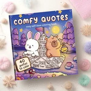 1PC Adult Coloring Book, featuring a soft, cute, and soothing style with adorable purple rabbit line drawings. Relieves stress, inspires artistic creativity, encourages parent-child interaction, and is also a perfect Valentine's Day gift for friends.