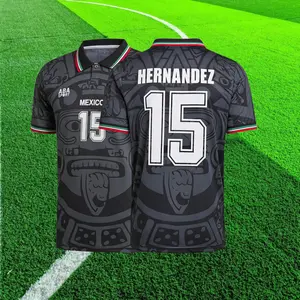 15# Hernandez 1998 Mexico Away Short Sleeve Retro Soccer Jersey Black