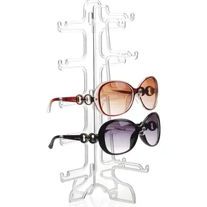 5 Layers Glasses Eyeglasses Sunglasses Show Stand Holder Fashion Frame Display Rack (5-Layer, Transparent)